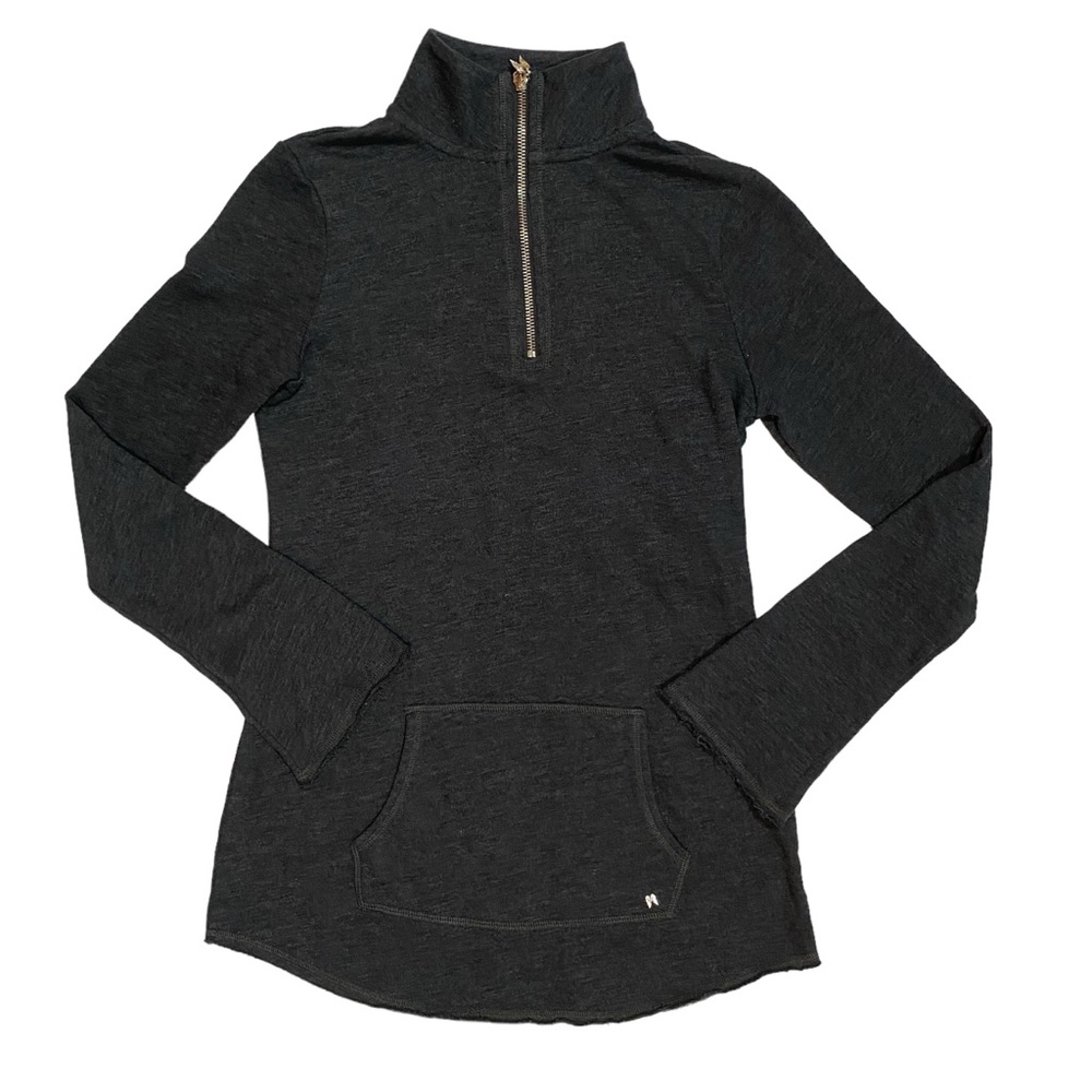 Victoria's Secret quarter zip pocket tunic sweatshirt angel raw hem dark gray XS